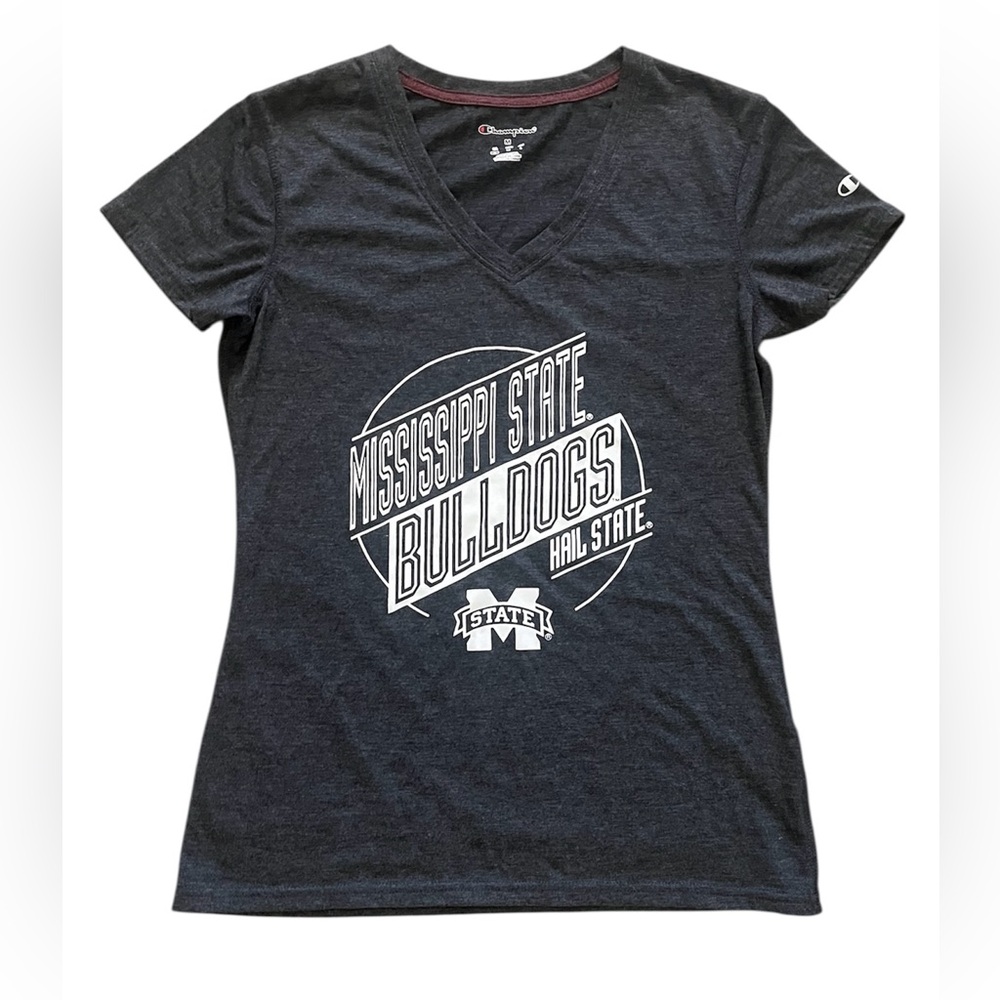 Mississippi State Bulldogs Gray Champion V-Neck college t shirt size medium